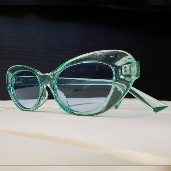 *3/$15 Cat & Jack Women's Retro Sunglasses Cat eye Blue Teal - Picture 2 of 5